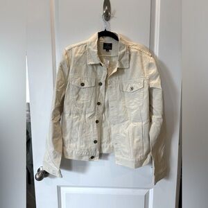 NWT J Crew Cream Off White Denim Jacket Size Small